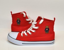 POLO Ralph Lauren Hamptyn HI II Bear Sneakers Shoes Red Kids Size 2Y