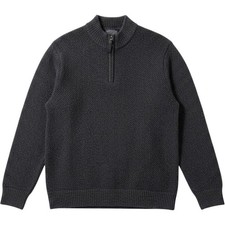 Pendleton Quarter Zip Sweater L Charcoal Grey Shetland Wool Mock Neck Cabin