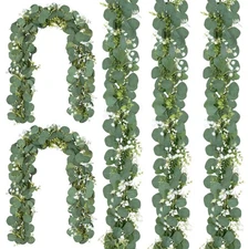 5Pcs Eucalyptus Garland,Artificial Eucalyptus Leaves Table Greenery Garland W...