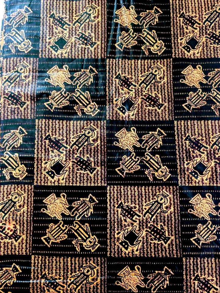 Figuras funky extrañas tribales africanas de tela negras y naranjas 4,9 yardas Foto 2 de 4