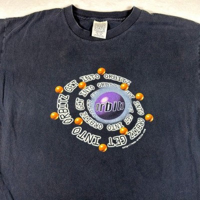 Vintage 90s Orbitz Drink Promo T-Shirt Wild Oats XL Get Into Orbitz Black USA