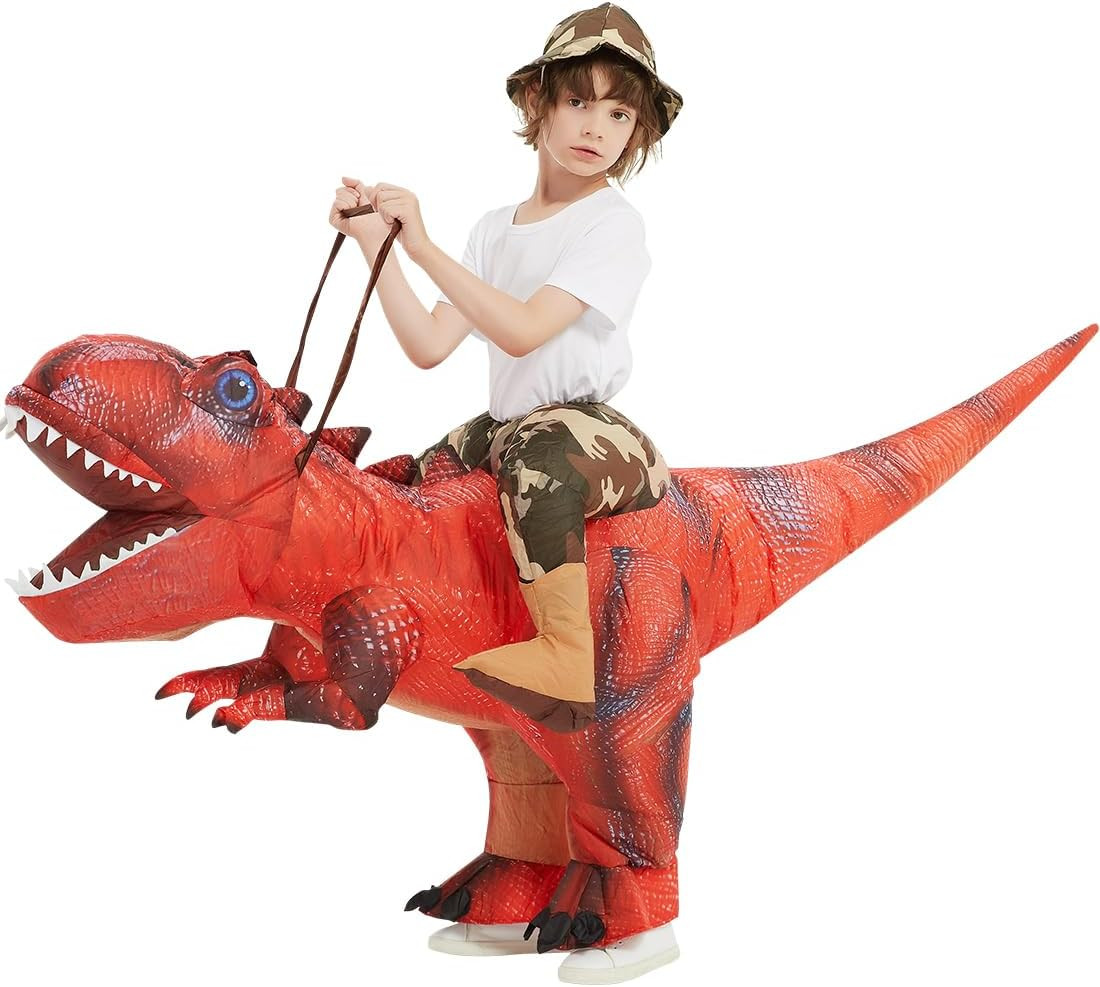 For Kids Riding T Rex Funny Blow Up Boys Girls Costu