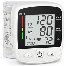 Digital Wrist Blood Pressure Monitor Adjustable Cuff Large LCD USB Charge