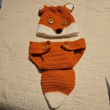 Crocheted Fox Outfit Set for Newborns. Great for Pictures