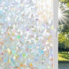 Window Privacy Film Decorative Rainbow Film 3D Static Stained Glass Sticker C...
