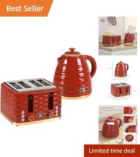 Elegant Red 3000W Kettle & 4 Slice Toaster Set – Rapid Boil and Browning Control