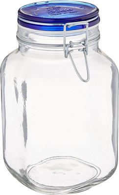Fido Square Jar with Blue Lid, 67.5-Ounce, Clear