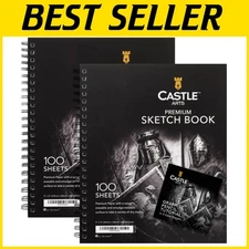 Double Pack of 9x12 Premium Sketch Books with 200 Sheets of Durable 90gsm Paper