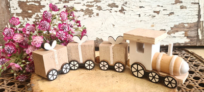 Eisenbahn Zug Holz Deko Lokomotive Tischdeko Holzeisenbahn Lok Bahn Deko Natur
