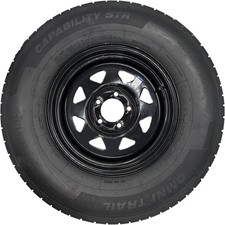 Capability Str 22575r15 Lre 10 Ply Trailer Tire On 5 On 4.5 Black Spoked Wheel Capability Str 22575r15 Lre 10 Ply Trailer Tire On 5 On 4.5 Black Spoked Wheel