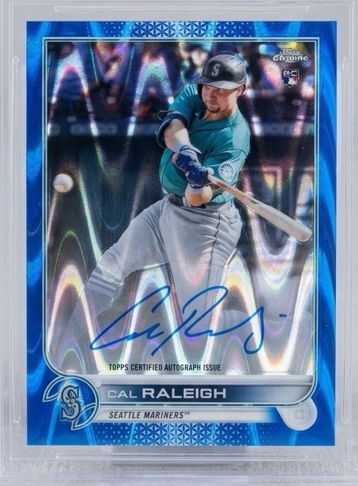 🔥 2022 Topps Chrome Rookie Autographs Cal Raleigh #RA-CR Blue RayWave /150