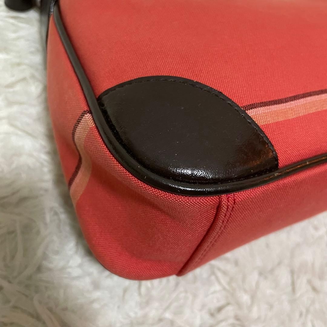 Burberry Blue Label One Shoulder Hobo Bag Red Leather Horse Logo Silver New thumbnail 18