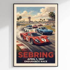 1967 Sebring Vintage Racing Poster Print Retro Race Car Wall Art Garage Man Cave 1967 Sebring Vintage Racing Poster Print Retro Race Car Wall Art Garage Man Cave