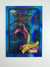 2025 Topps Chrome Marvel #130 Ms. Marvel /299 True Blue Refractor