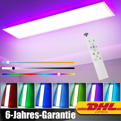RGB Deckenlampe 120x30CM Panel Ultraflach Deckenleuchten Fernbedienung Dimmbar