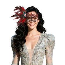 Feather Lace Half-Face Mask for Women Costume Masquerade Party Halloween Mask