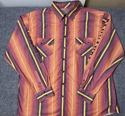 Panhandle Slim Shirt Mens XL Tuf Cooper Stripe Western Snap Rock & Roll Denim