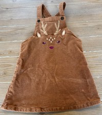 Gymboree Reindeer Corduroy Jumper Dress Girls 5T Brown Christmas Holiday EUC