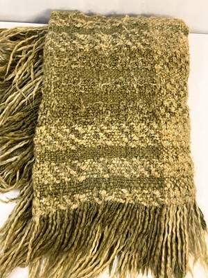 Kennebunk Weavers Green Plaid Throw Blanket Fringe 76