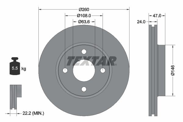 Textar Bremsscheibe Vorne FüR Ford Ford USA-image