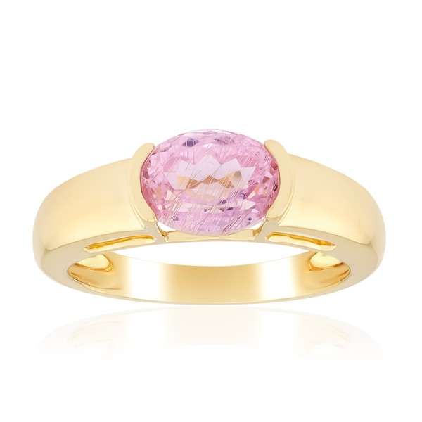 Cavill Kunzit Ring 1,619Ct Oval 925 Silber Vergoldet Damen Rosa Band-image