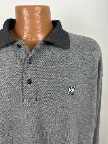 Vintage Big Dogs Polo Shirt Men XXL Oversized Heather Gray Long Sleeve Minimal - Picture 3 of 17