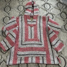 Baja Joe Drug Rug Hoodie Women  s Size Small Gray Pink Long Sleeves
