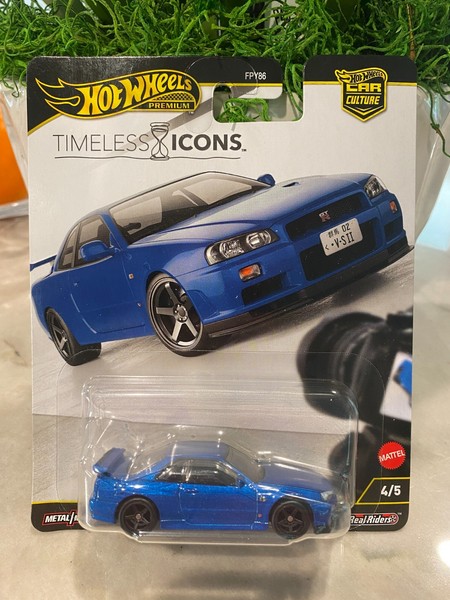 Hot Wheels Timeless Icons Nissan Skyline GT-R V-SPEC II BNR34, 1:64 Diecast-image