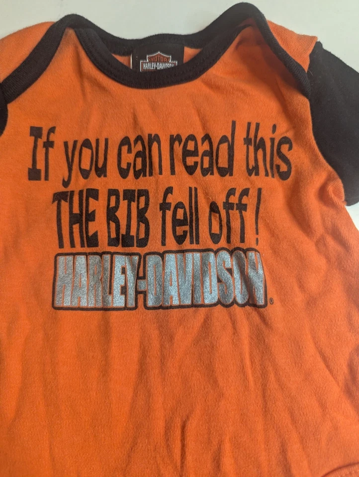Harley Davidson Baby One Piece 0-3 Meses Si puedes leer esto el BIB se cayó Foto 2 de 4