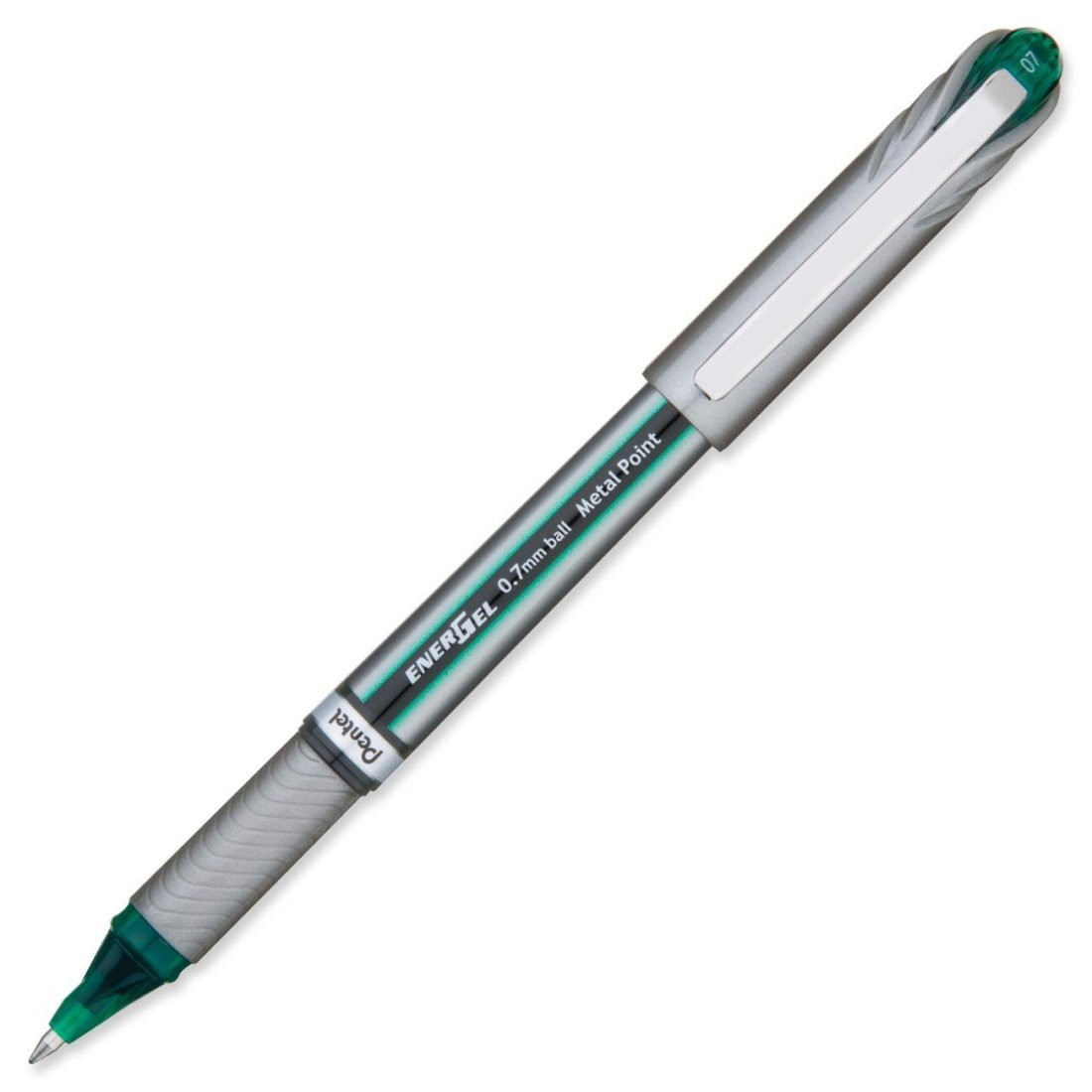Pentel 0.7mm Energel Plus Roller Pen with Metallic Effect Barrel -Green