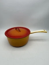 Vtg Descoware Enamel Cast Iron Sauce Pot &Lid FE Belgium 1 1/2 Qt SP-218 B