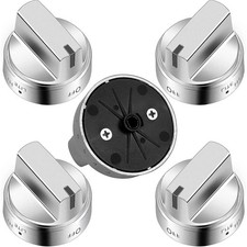 5 P Stainless Steel Look Control Knob Kits For GE Gas Range Stove WB03X24818 