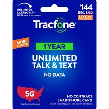 Tracfone 144 Unlimited Talk  Text Annual -Prepaid Plan Physical Delivery 