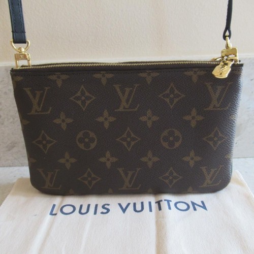 Louis Vuitton Giant Reverse Monogram Double Zip Pochette Pouch Bag Strap $1420+ - Afbeelding 3 van 24