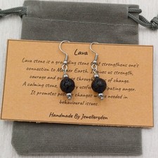 Handmade Crystal Gemstone Healing Chakra 8mm Bead Hook Earrings Various Crystals