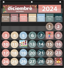 Monthly Calendar Pocket Chart for Classroom, Printed Days of the Week with Cards