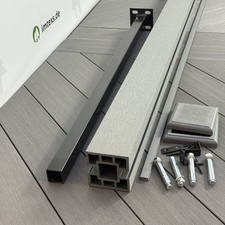 WPC Pfosten 190 cm inkl. Zubehör Träger, Zaunpfosten Sichtschutzzaun Stecksystem