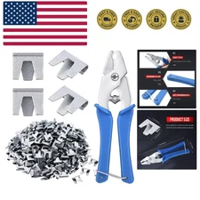 300 Pieces Wire Cage Clips with 1 Piece Wire Cage Buckle Snap Plier for Rabbi...