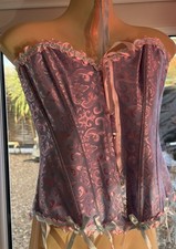 CORSET PRETTY LILAC AND PINK, 76cm WAIST ADJUSTABLE LACED BACK, HOOK FRONT NEW