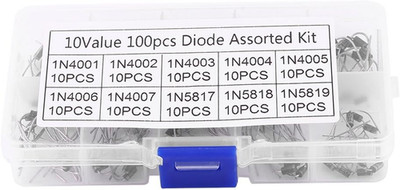 100Pcs 10Values Rectifier Diode Assortment Electronic Kit with Box for Electroni