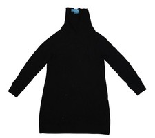Market & Spruce Bella Button Collar Sweater Dress Womens Large Black Long Sleeve