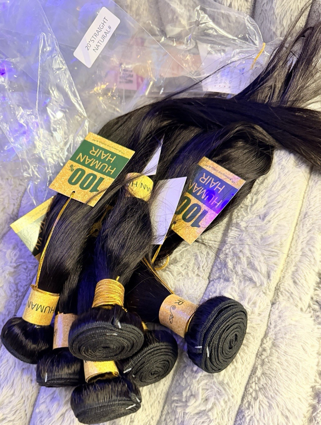 20 Inch Straight Black Human Hair Weft Extensions