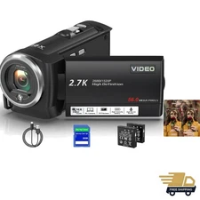 Camcorder Video Camera QHD 2.7K 56MP 16X Digital Zoom Vlogging Camera with LE...