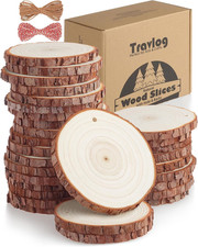 Wood Slices with Hole, Unfinished Wooden Circle for Crafts