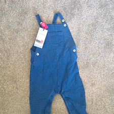 NWT Joules Unisex Blue Denim Sleeveless Dungaree 18- 24M / 1.5 - 2 Y
