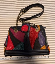 VTG Patchwork Leather Handbag Shoulder Chain Boho 90s 80s