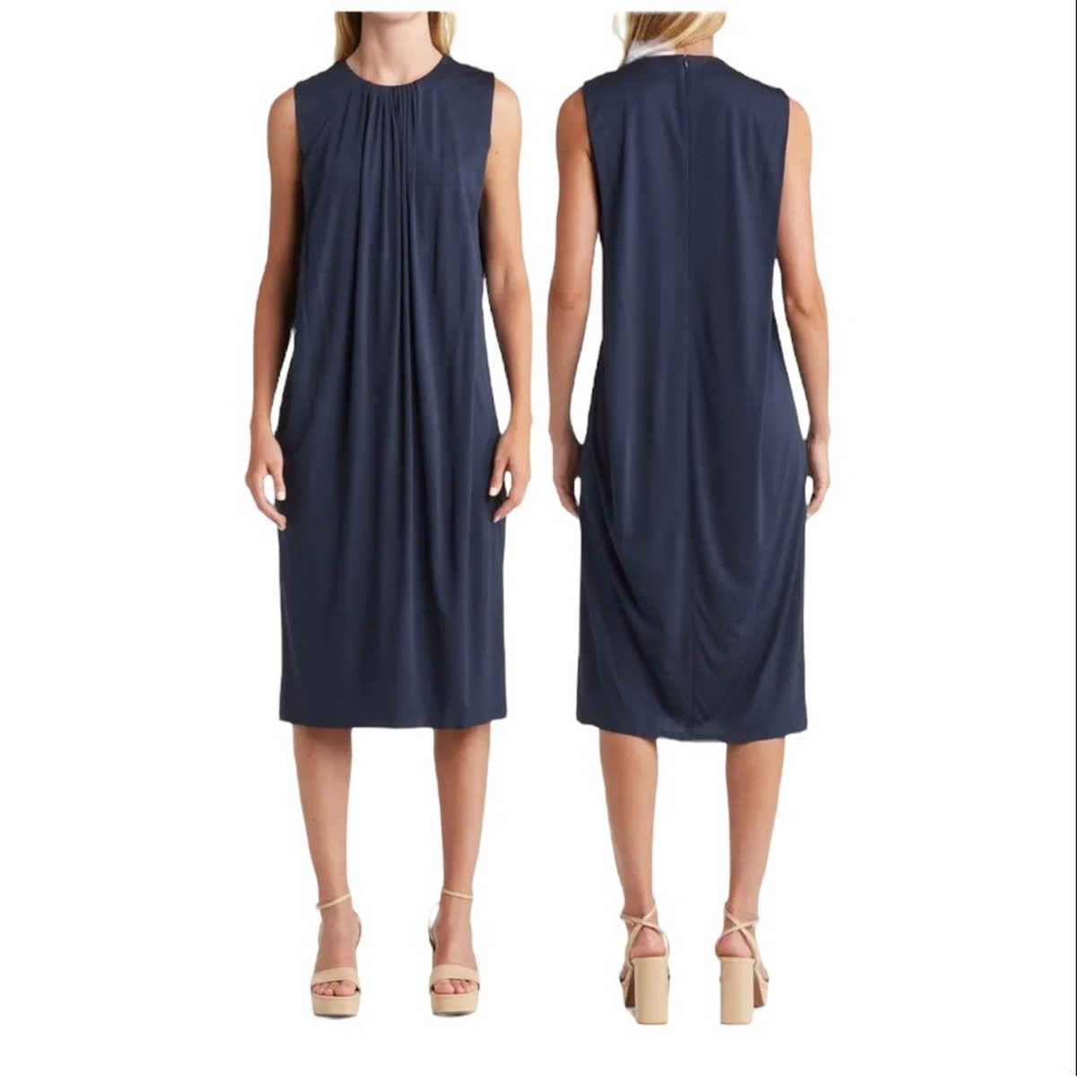 ferragamo blue dress Ferragamo Contrast Stitch Knit Dress Womens 111679-759614 XL / Blue main image 0
