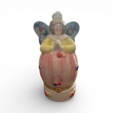 Vintage Porcelain Angel Trinket Box - Tooth Fairy Keepsake Box - Hand Painted