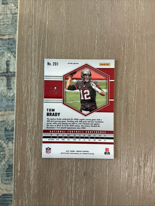 Tom Brady 2021 Panini Mosaic Reactive Blue Prizm SP Non Numbered Non Rookie Auto