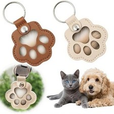Pet Memorial Keychain Dog Paw Keyring Coller Pendant Pouch For Pet Fur Keepsake